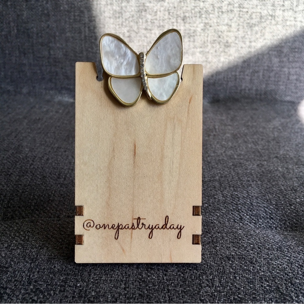 Butterfly Mother of Pearl + Rhinestone Fashion Brooch, Pin, Sparkly, Festive - Picture 4 of 16